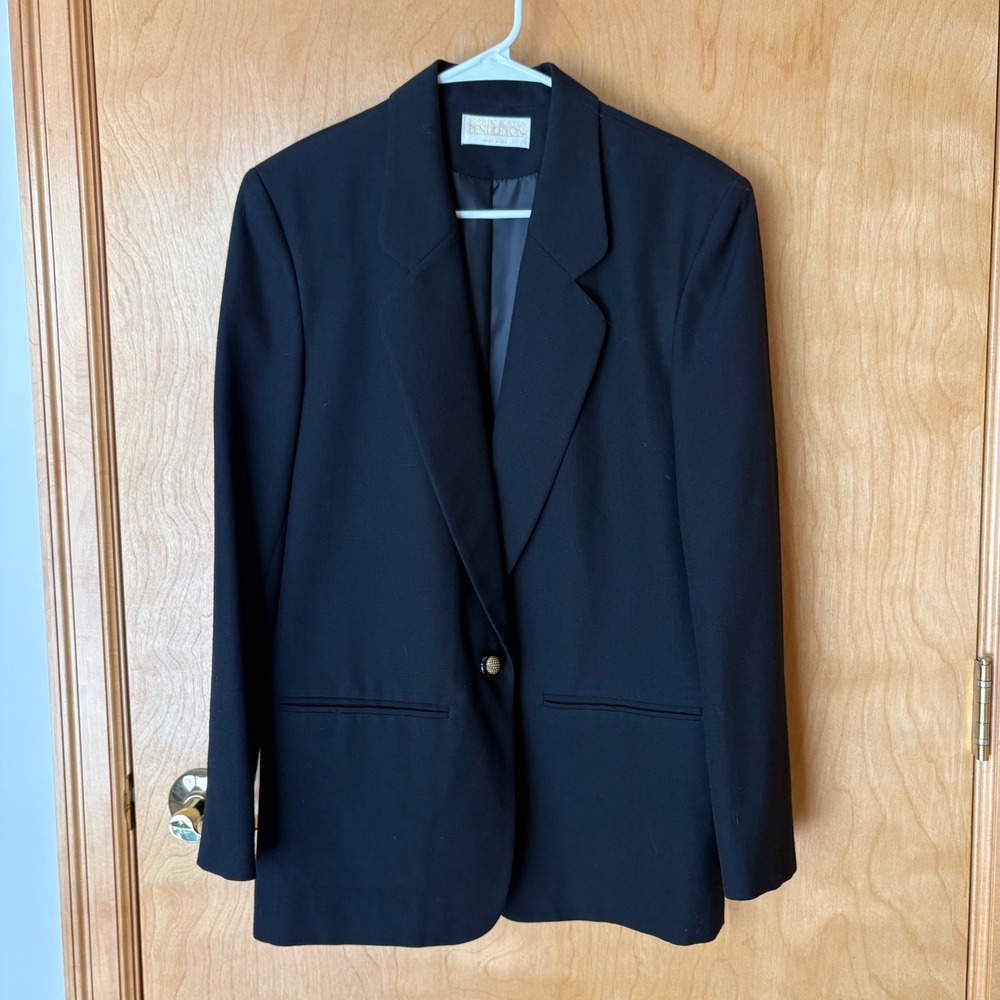 Pendleton Blazer Women 10 Black Sophisticates‎ Single Button Gold Tone USA Made